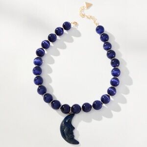 Anthropologie Serefina Mod Beaded Celestial Moon Pendant Necklace NWT Witchy